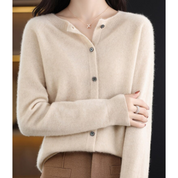DANIELLE | Women's cardigan in pure merino wool with round neck