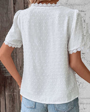 ZOE | Short Sleeve Lace Blouse with V-Neckline