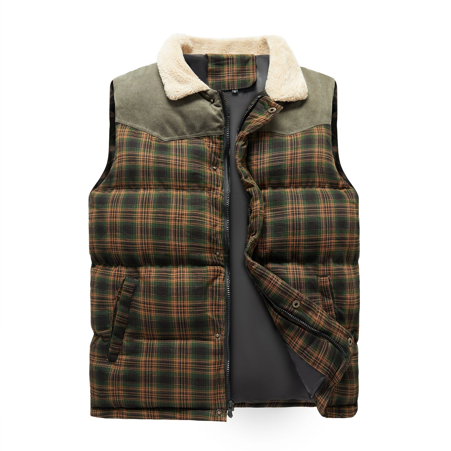 Gilet sans manches Luca Belloni | Gilet à carreaux avec col en polaire pour hommes