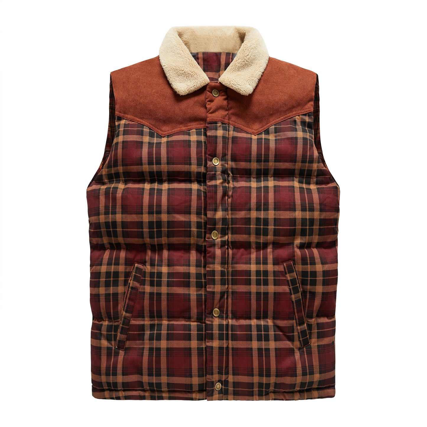 Gilet sans manches Luca Belloni | Gilet à carreaux avec col en polaire pour hommes
