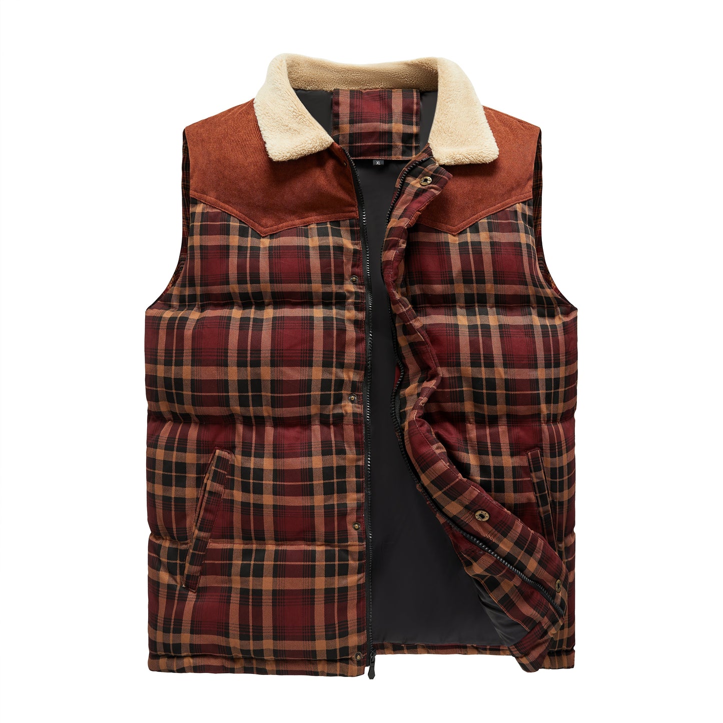 Gilet sans manches Luca Belloni | Gilet à carreaux avec col en polaire pour hommes