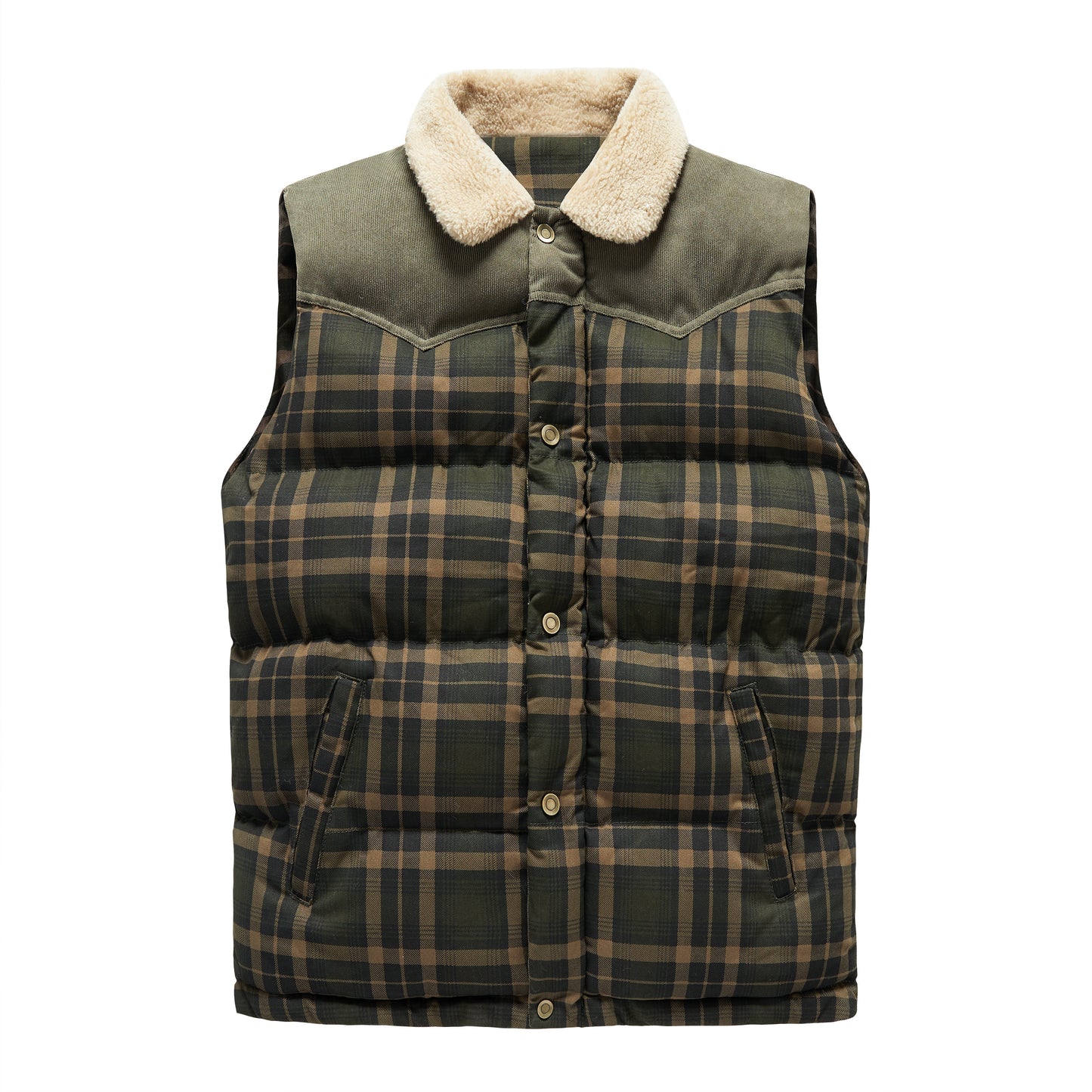 Gilet sans manches Luca Belloni | Gilet à carreaux avec col en polaire pour hommes