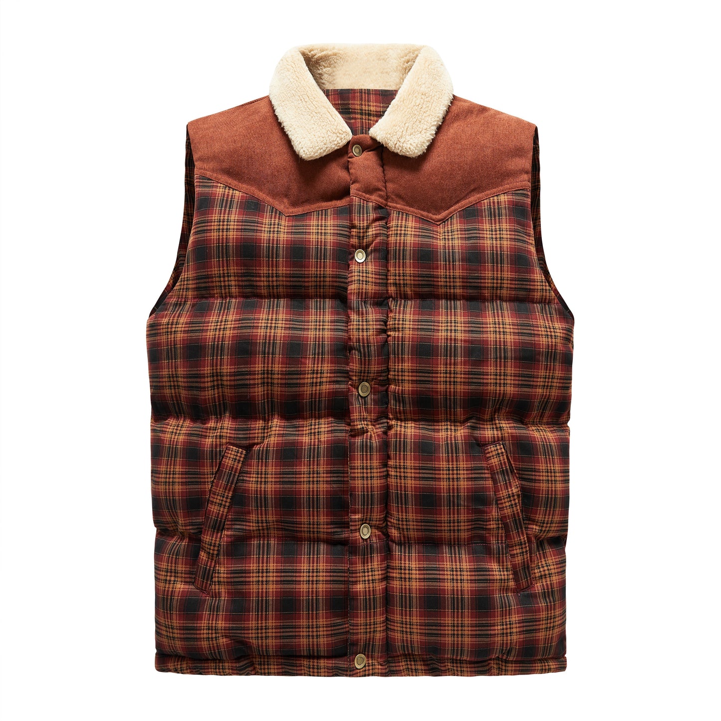 Gilet sans manches Luca Belloni | Gilet à carreaux avec col en polaire pour hommes