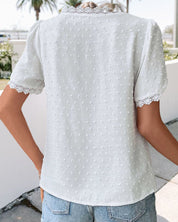 ZOE | Short Sleeve Lace Blouse with V-Neckline