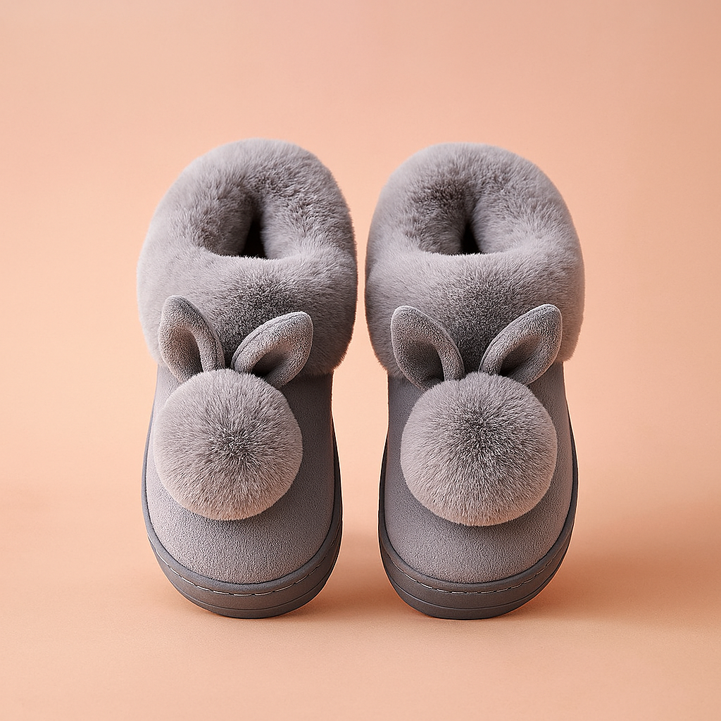 Chaussons femme motif lapin pour l'hiver | Chauds et mignons 0