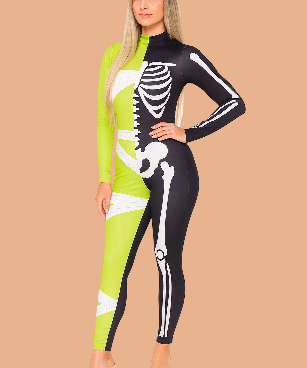 Costume d'Halloween pour femme, combinaison squelette et momie 0