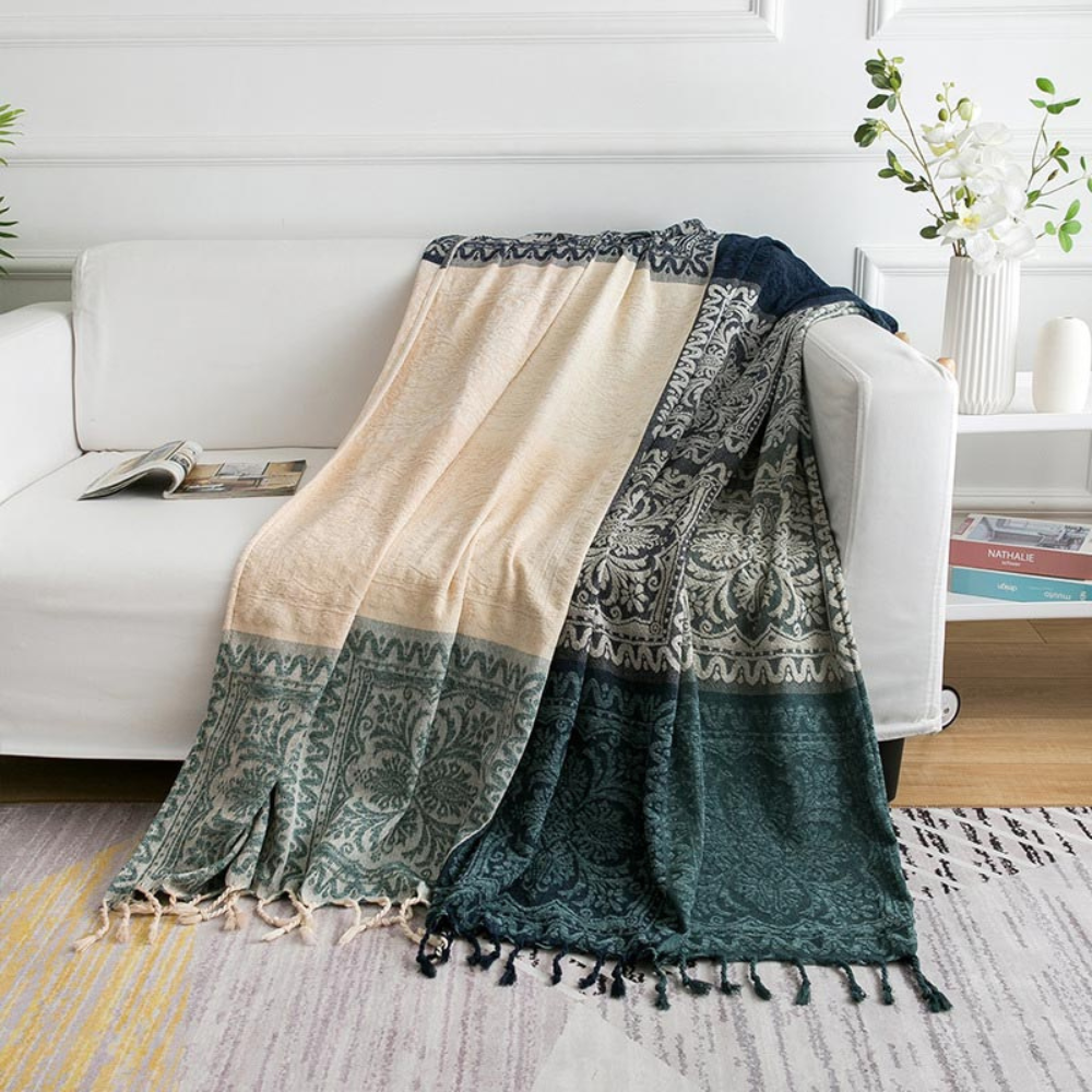 Couverture douillette à franges pour la maison 100% chenille Design bohème 0