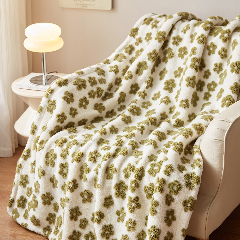 Couverture douillette pour femme avec motif floral rétro en microfibre 0