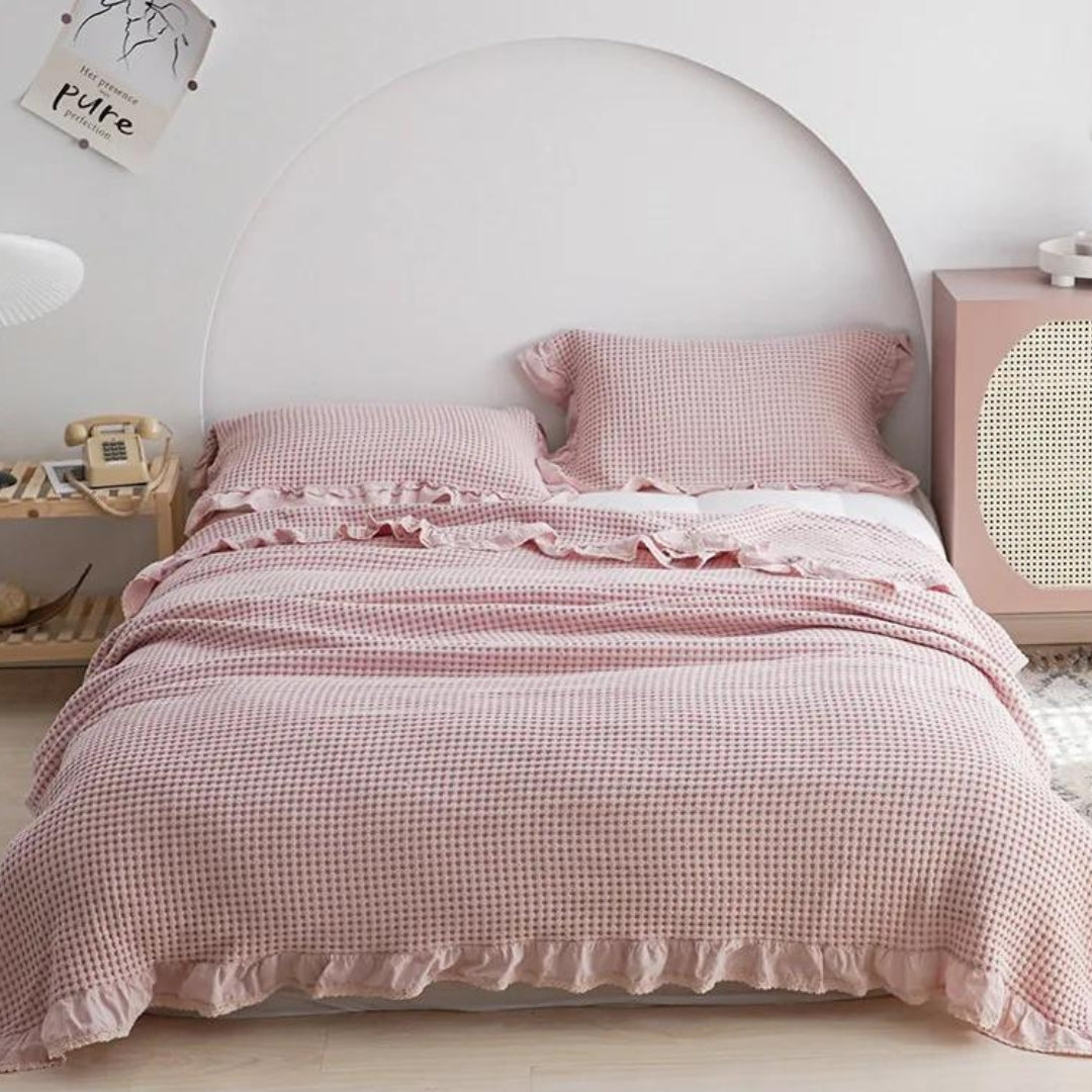 Couverture douillette structure gaufrée pour adultes en coton doux 0