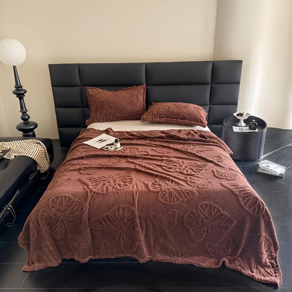 Couverture élégante en flanelle pour la maison avec motif papillon 3D en microfibre 0