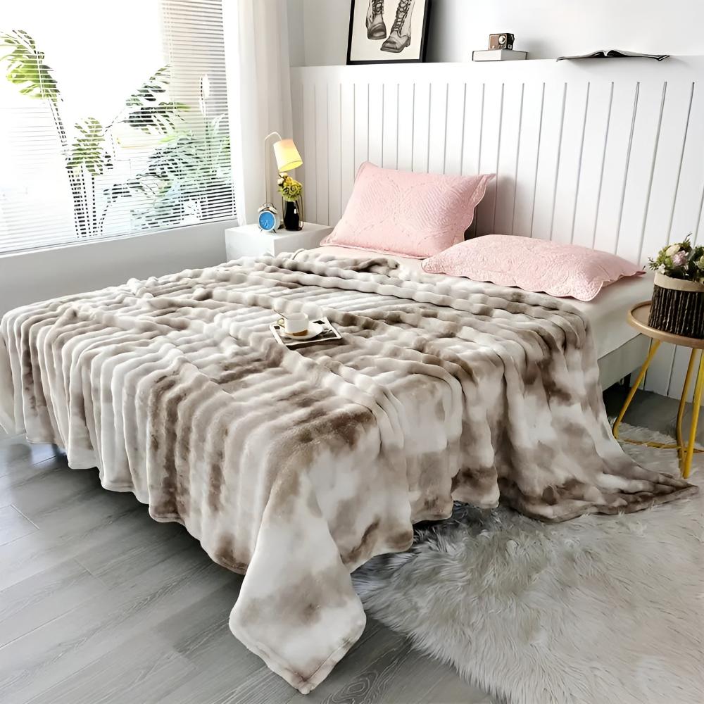 Couverture polaire douillette pour adultes avec un motif tie-dye ondulé unique 0