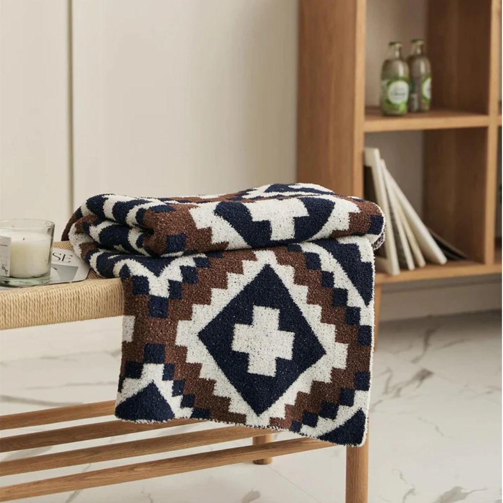 Couverture pour la maison en microfibre de haute qualité avec motif en tricot jacquard 0