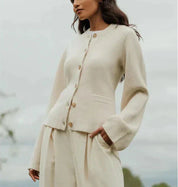 Clara | Chic Ivory Knit Cardigan - Simple and Comfortable Elegance