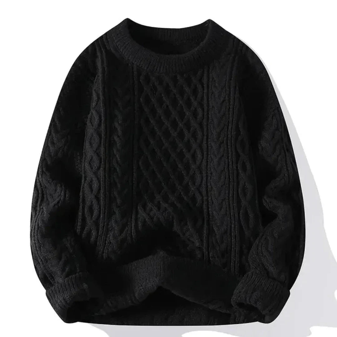 Long-sleeve knitted sweater with round neck for men Warm – DENEROVA