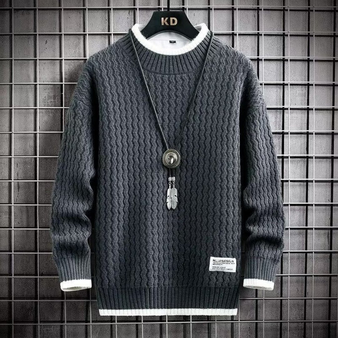 Pull tricoté chaud et décontracté à col rond pour homme | Tricoté 0