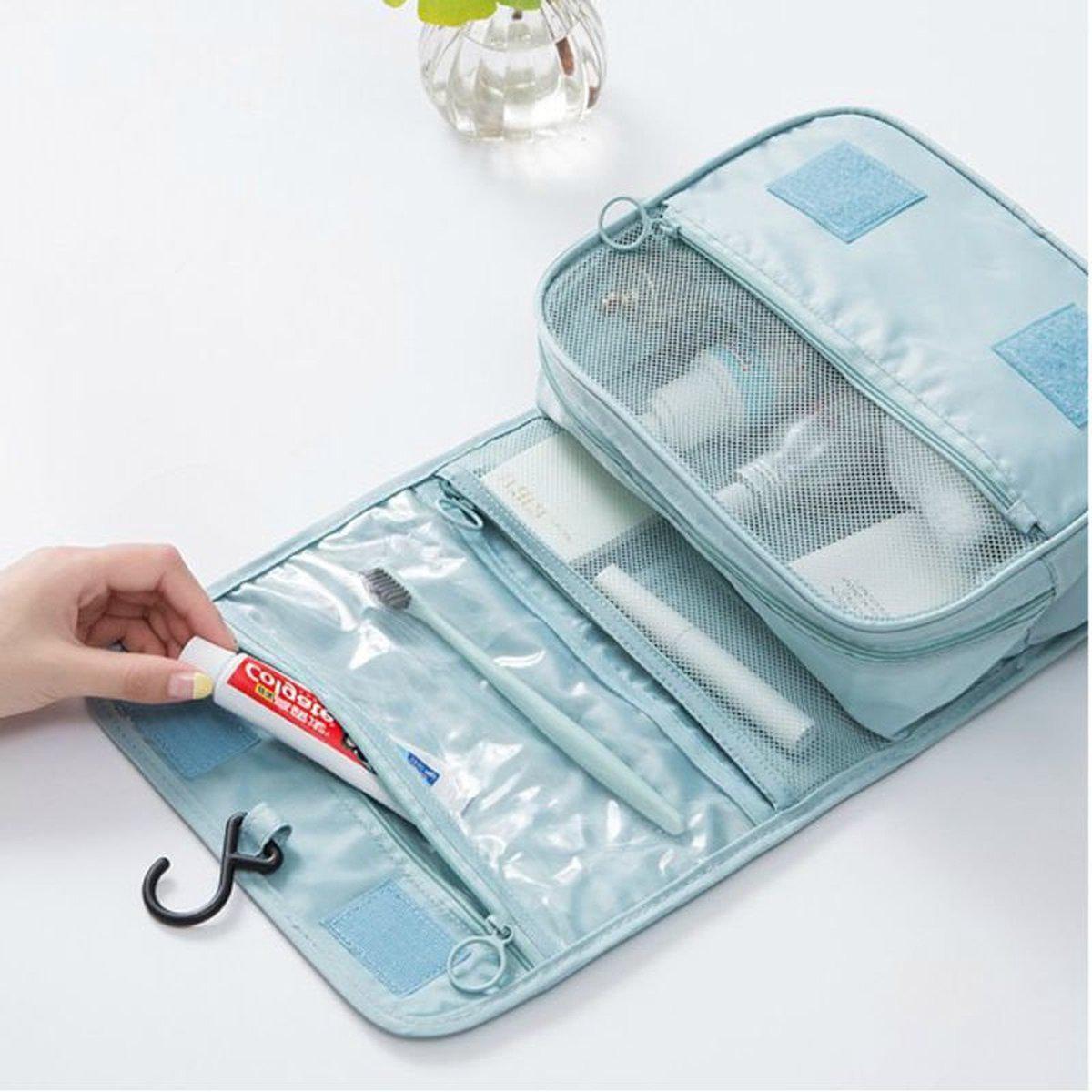 Nadia Light Blue Travel Toiletry Bag with Convenient Hook