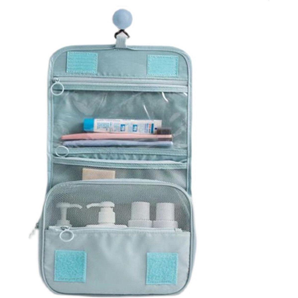 Nadia Light Blue Travel Toiletry Bag with Convenient Hook