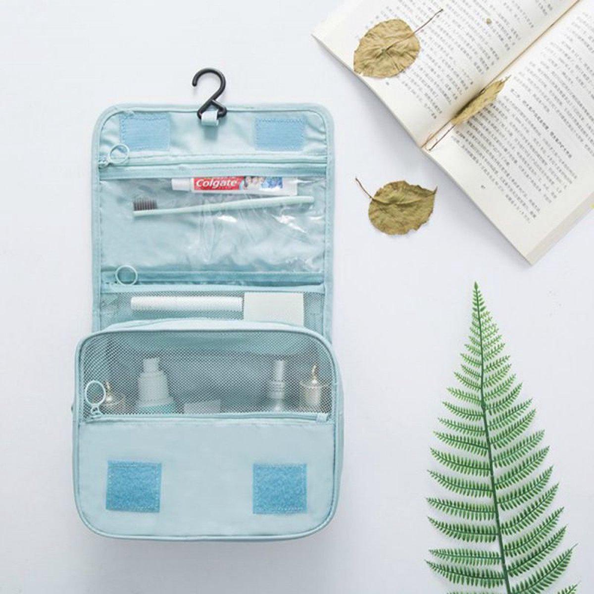 Nadia Light Blue Travel Toiletry Bag with Convenient Hook