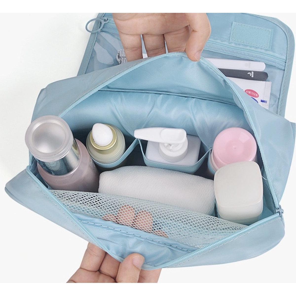 Nadia Light Blue Travel Toiletry Bag with Convenient Hook
