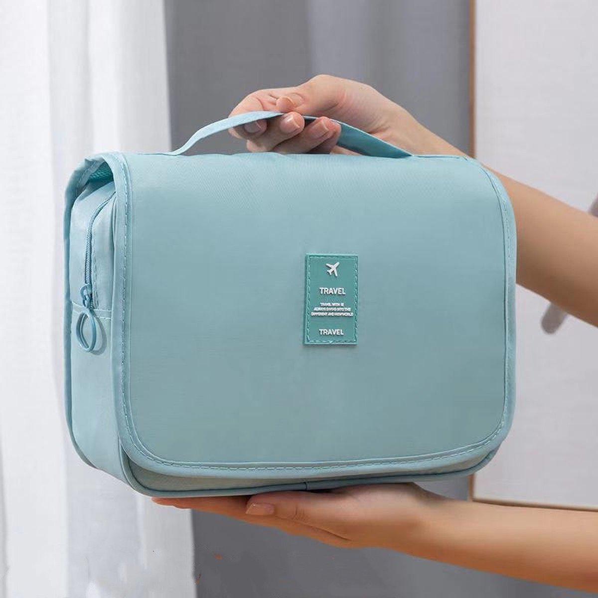 Nadia Light Blue Travel Toiletry Bag with Convenient Hook