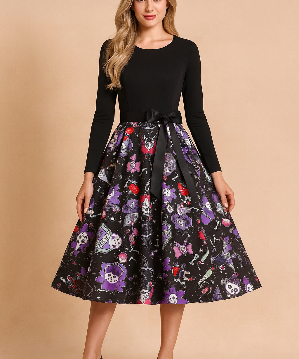 Robe d'Halloween pour femme | Costume de fantôme citrouille rétro 0