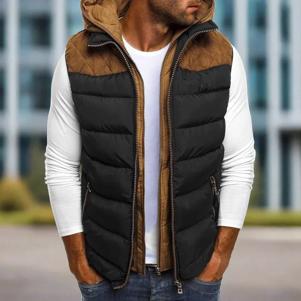 Gilet Premium RAW | Gilet matelassé élégant pour hommes avec patch en cuir