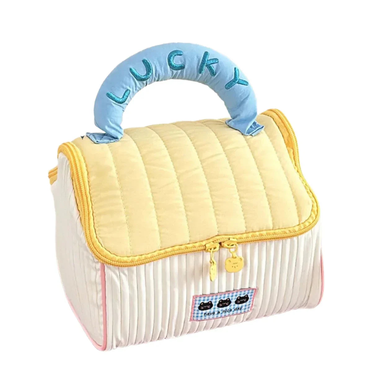 Alianna | Trousse de maquillage matelassée avec porte-bonheur