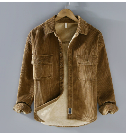 Veste chaude en velours côtelé pour homme | Manches longues 0