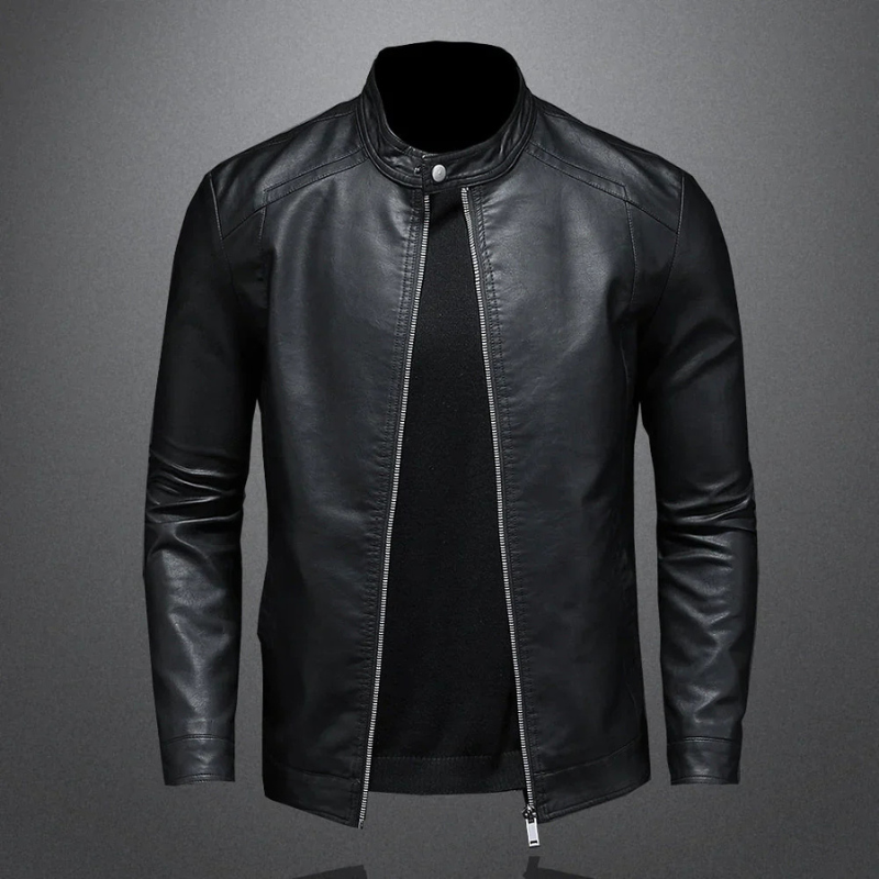 Veste de motard noire imperméable pour homme | Coupe slim 0