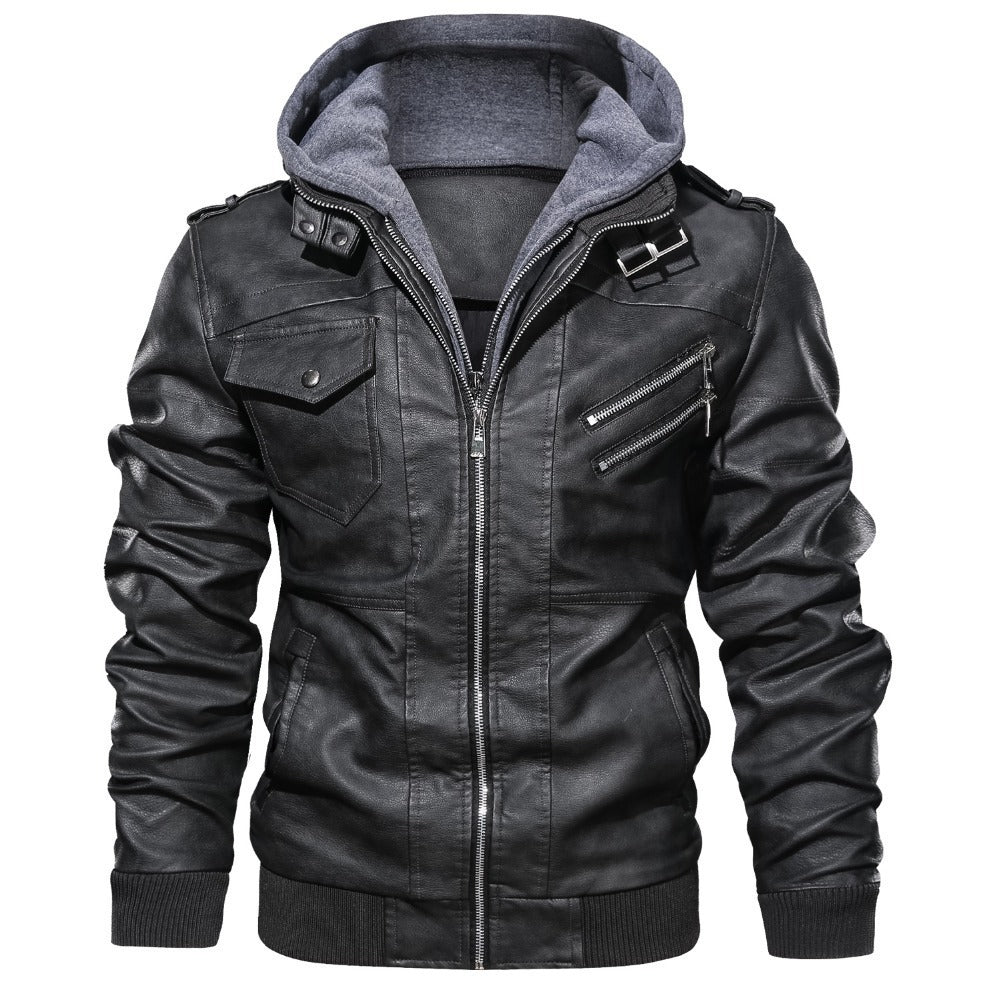 Veste motard à capuche premium pour homme | Décontractée 0