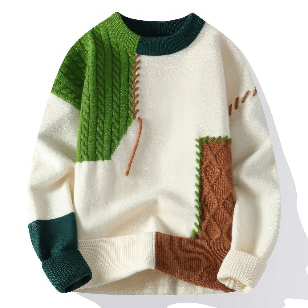 TONI | Unisex genser med høy hals i patchwork