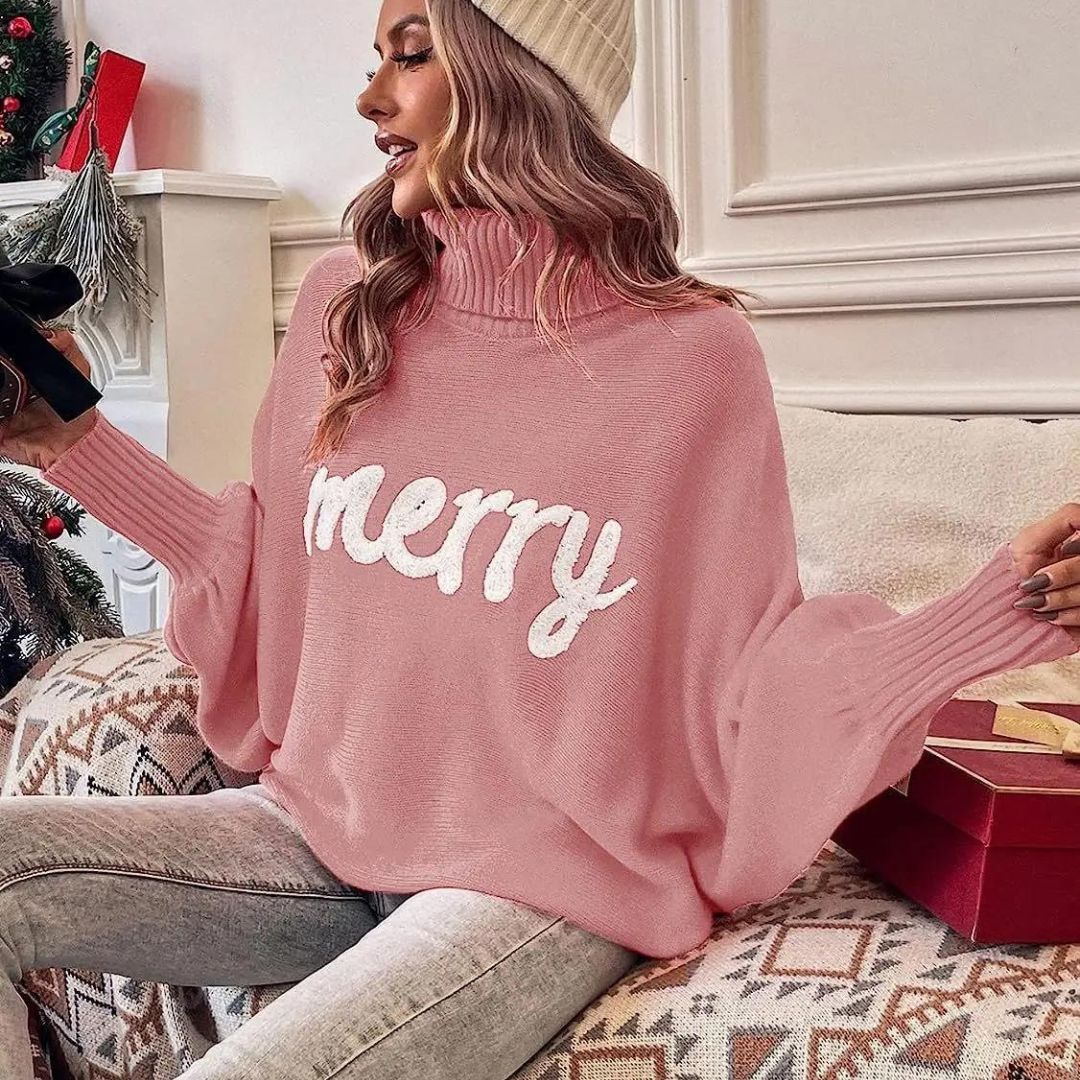 Candy | Pull festif pour femme avec col roulé