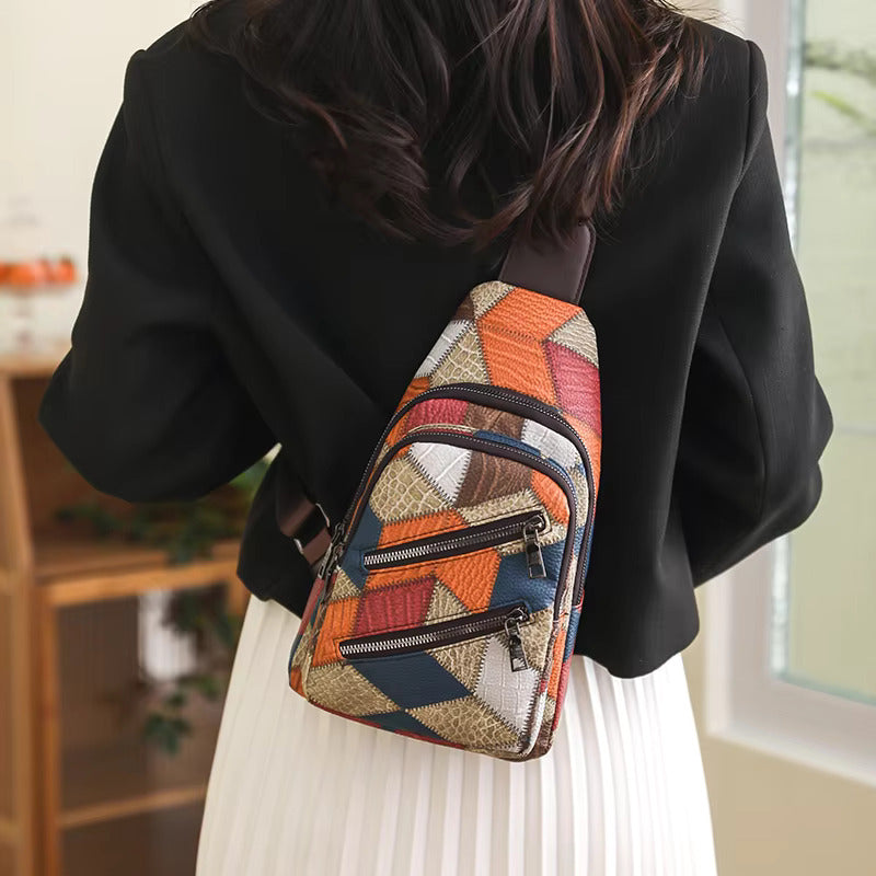 Keily | Women's Shoulder Bag with Embossed Pattern and Colorblock
