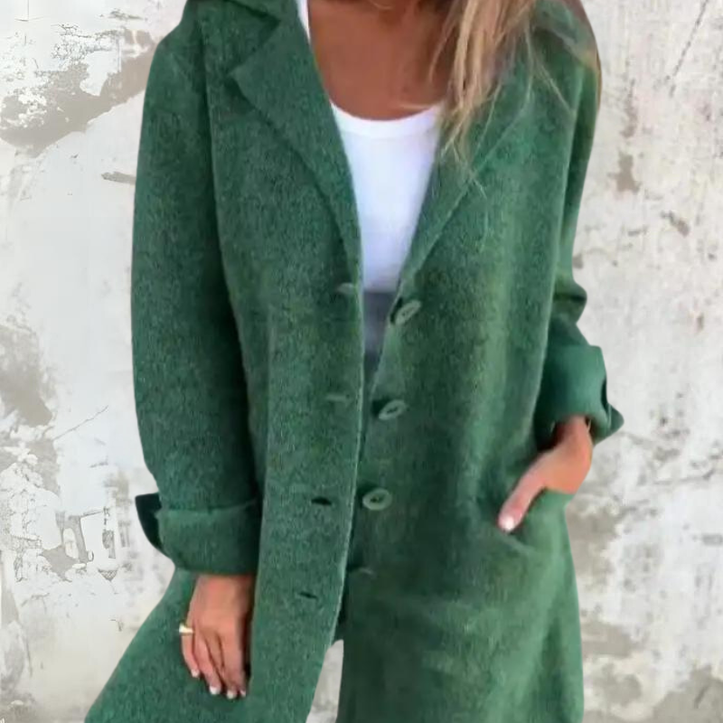 Kyline | Comfortable long women's coat with stylish buttons