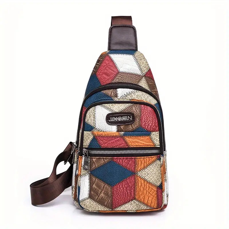 Keily | Women's Shoulder Bag with Embossed Pattern and Colorblock