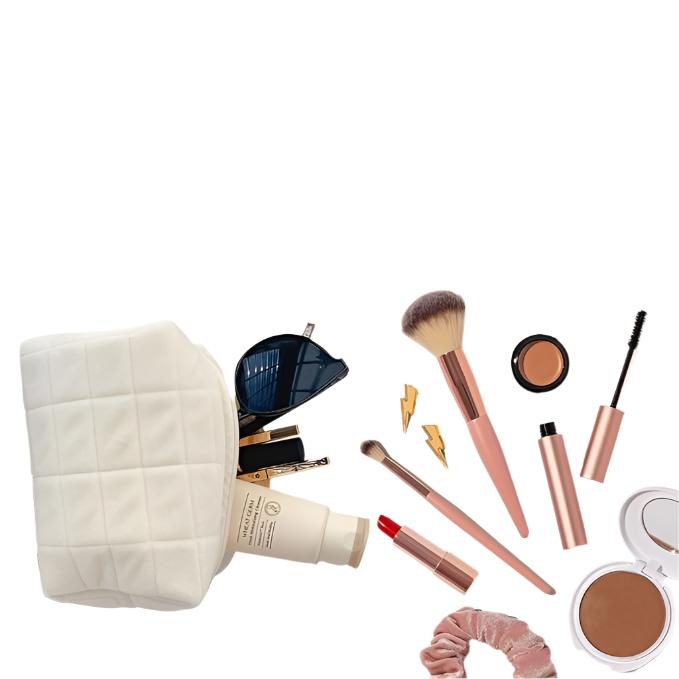 Yamileth | Samettinen ruudullinen meikkipussi