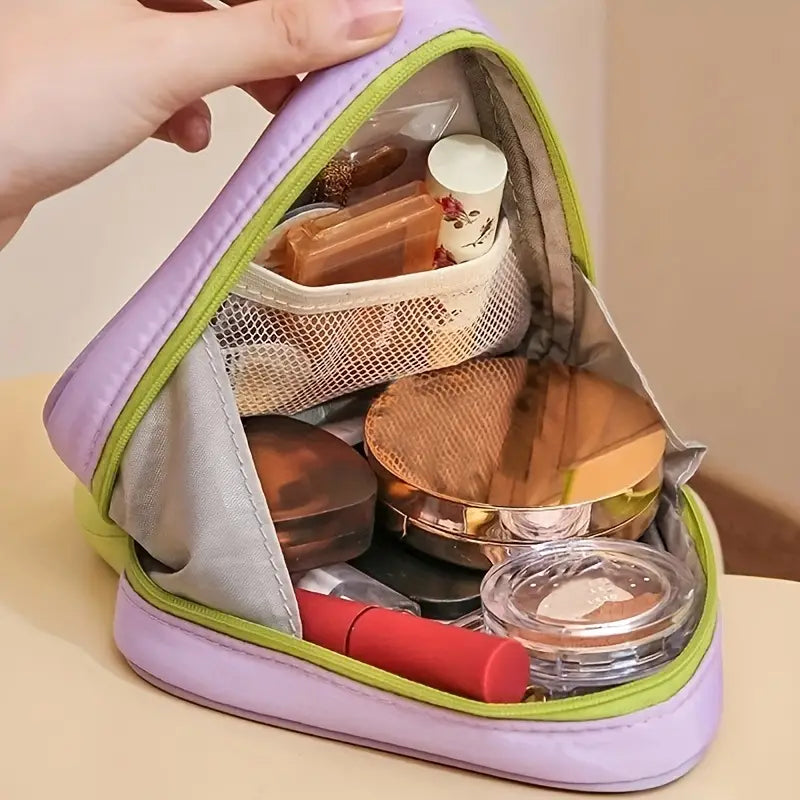Bailee | Trousse de maquillage en triangle de couleur contrastée