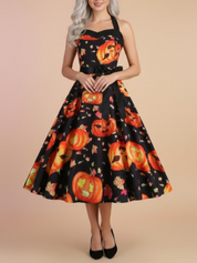 Retro Halloween Dress | Pumpkin and Ghost Costume for Women