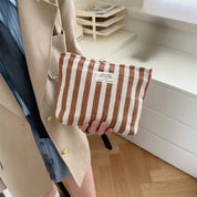 Striped Olive Travel Makeup Bag