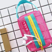 Raina | Trousse de maquillage en maille transparente et colorée