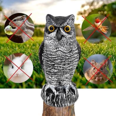 Lereau de chouettes de 2 pack réaliste avec tête rotative - oiseau extérieur et répulsif nuisible