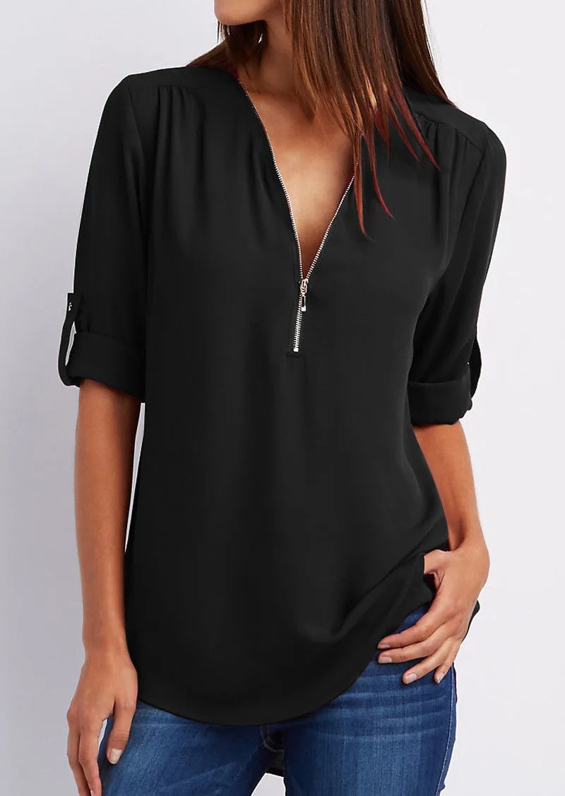 SARAH | Elegant bluse med V-utringning