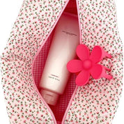 Anika | Sac de maquillage en coton matelassé à fleurs