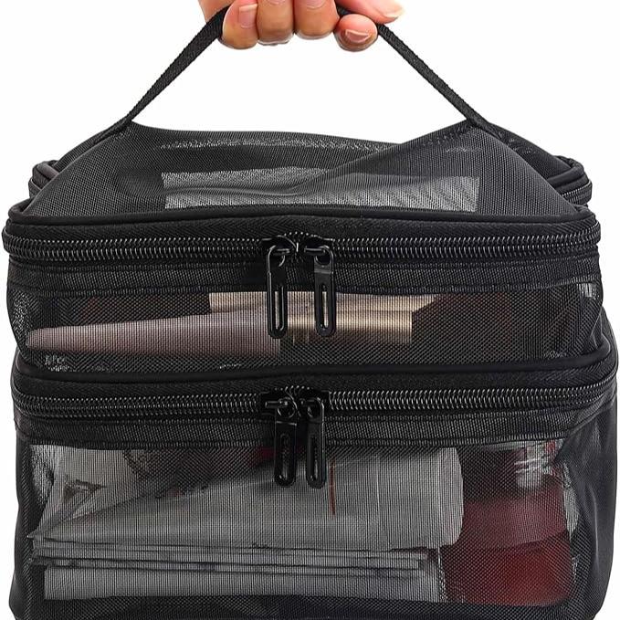 Lakelyn | Trousse de maquillage de voyage en maille large à double couche