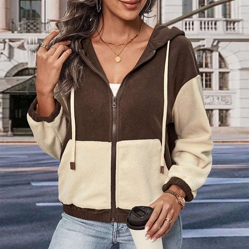 NIKKI | Striped vest with hood and fleece lining