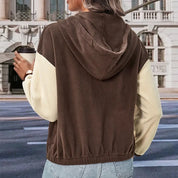 NIKKI | Striped vest with hood and fleece lining