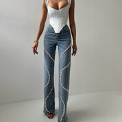 ZELENA | Jean Detail Rhinestones
