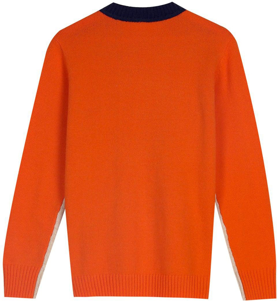 Aquisha | Pull femme avec des rayures rétro en marine et orange