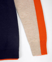 Aquisha | Pull femme avec des rayures rétro en marine et orange