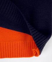 Aquisha | Pull femme avec des rayures rétro en marine et orange